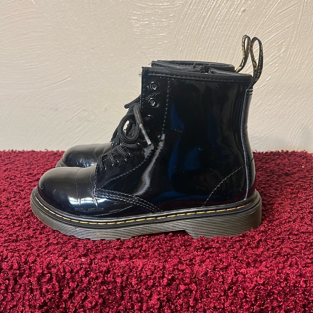 Dr. Martens Side Zip Patented Leather Boots Size 1 Black